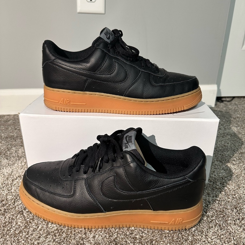Nike by You Air Force 1 ‘07 Men's Size 12 Black and Tan Sneakers